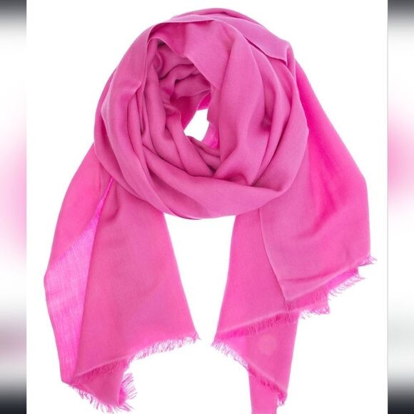 Saach Women's fuchsia Pink Cashmere Silk Eyelash Scarf 26x78 - Picture 1 of 15
